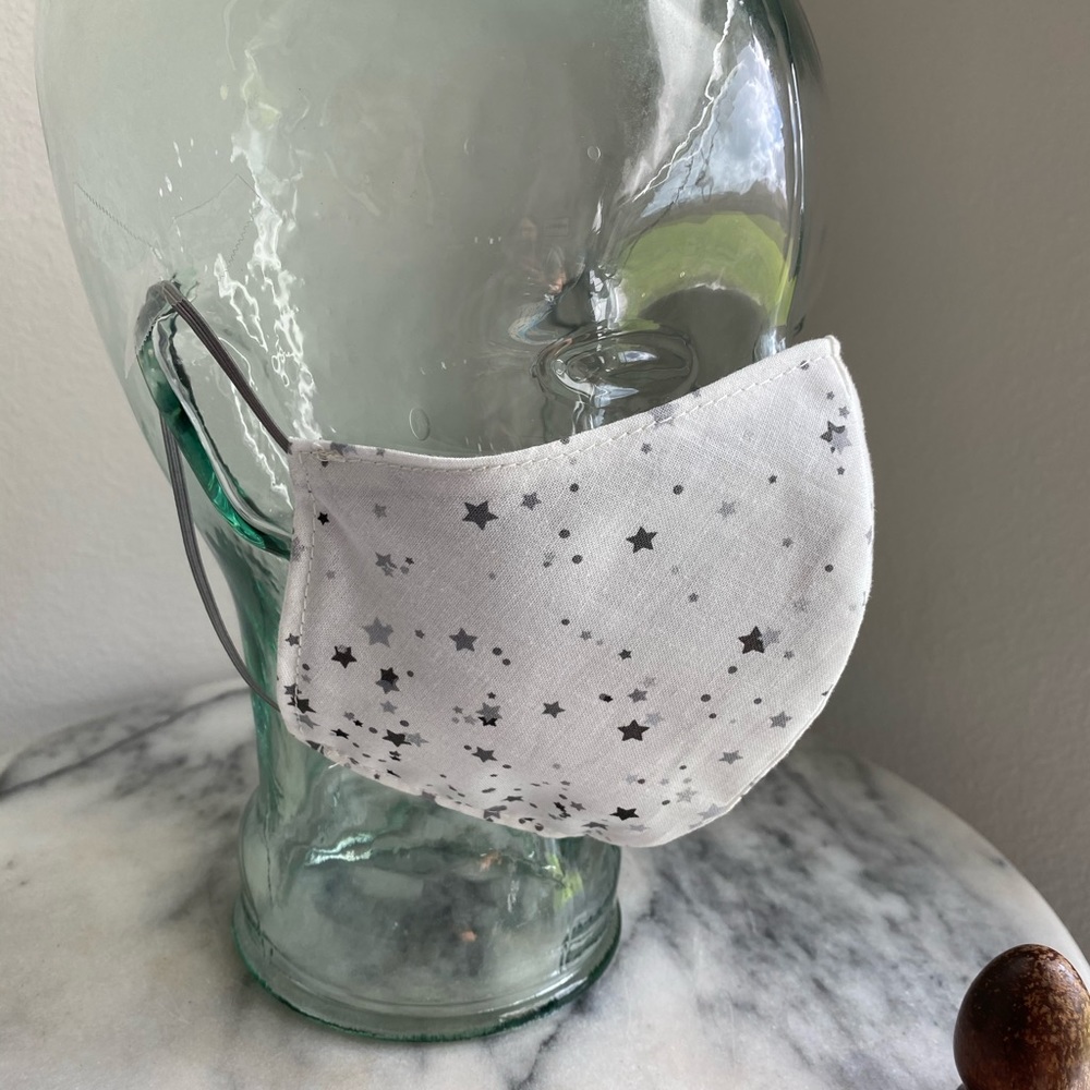 SOLD: White with stars face mask (Last One) - Picture 4 of 10
